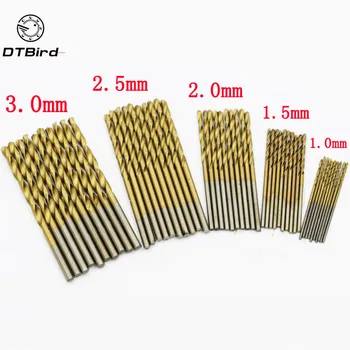 50Pcs Titanium Coated Drill Bits HSS High Speed Steel Drill Bits Set Tool High Quality Power Tools 1/1.5/2/2.5/3mm 
50Pcs Titanium Coated Drill Bits HSS High Speed Steel Drill Bits Set Tool High Quality Power Tools 1/1.5/2/2.5/3mm