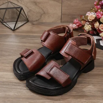 Retro Gladiator Women Med Heels Mother Shoes Sandals 2020 Summer Women's Sandals Genuine Leather Handmade Ladies Shoes Sandals
Retro Gladiator Women Med Heels Mother Shoes Sandals 2020 Summer Women's Sandals Genuine Leather Handmade Ladies Shoes Sandals