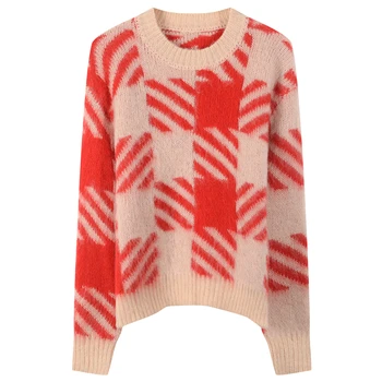 Runway O-Neck Lattice Knit Women Pullovers Sweater Oversized Autumn Winter Long Sleeve Female Plaid Fashion Ladies Jumper Mohair
Runway O-Neck Lattice Knit Women Pullovers Sweater Oversized Autumn Winter Long Sleeve Female Plaid Fashion Ladies Jumper Mohair