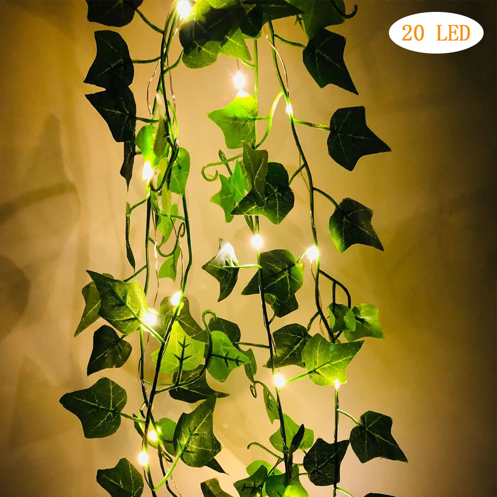 Generic 2M 30 LED Artificial Pts Gard Light Green Leaf Ivy Vine Fairy
