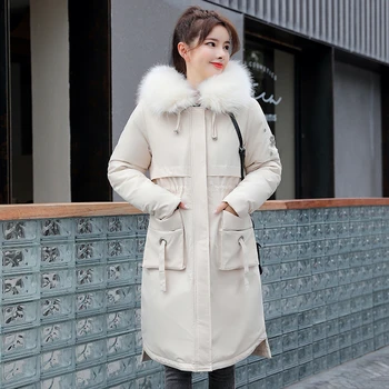 Solid Color Hooded Big Fur Collar Cotton Jacket Thick Warm Casual Black 2020 Winter New Ladies Parka Coat Plus Size 
Solid Color Hooded Big Fur Collar Cotton Jacket Thick Warm Casual Black 2020 Winter New Ladies Parka Coat Plus Size