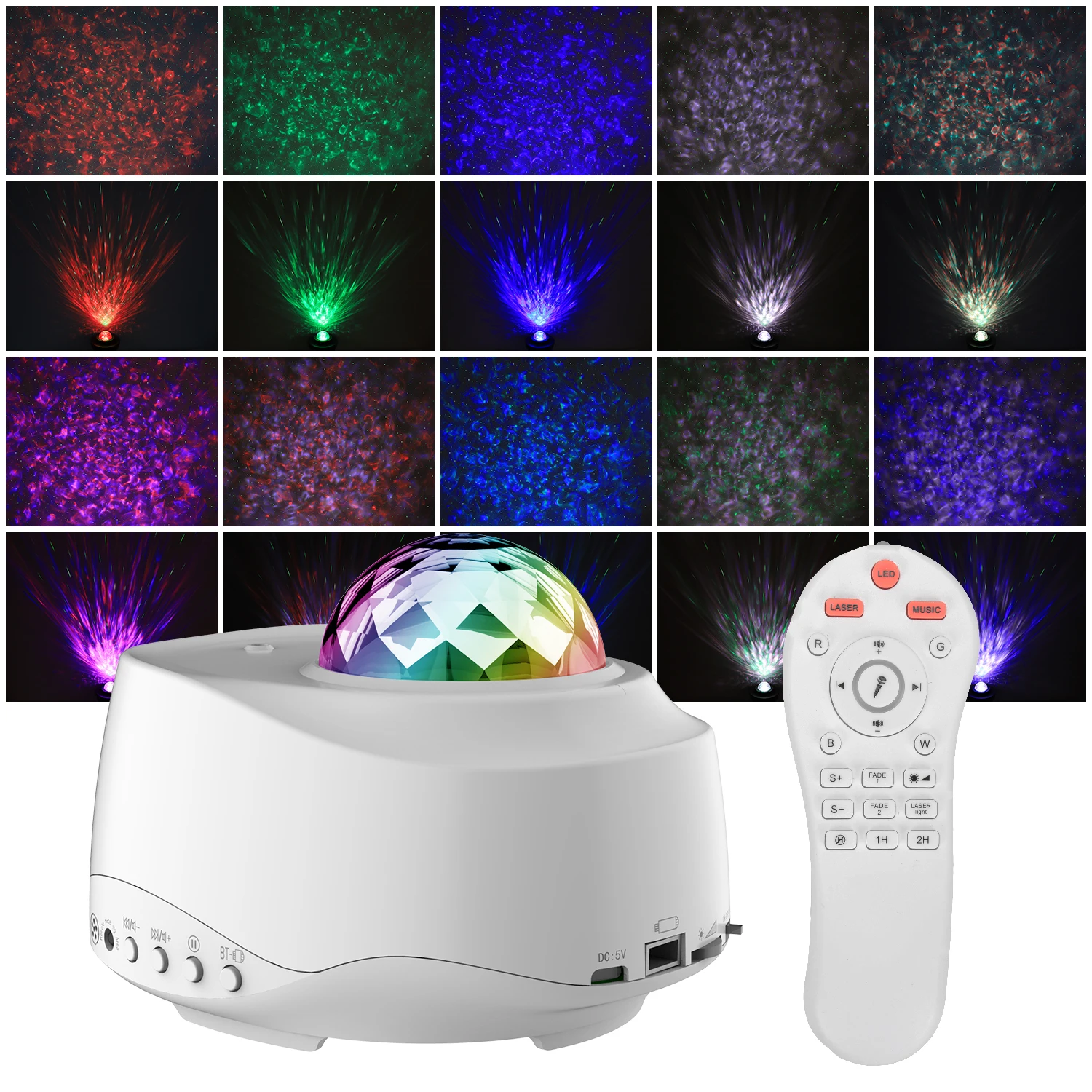Laser Galaxy Starry Sky Projector Rotating Water Waving Night Light Led Colorful Nebula Cloud Lamp Atmospher Bedroom Beside | Лампы и