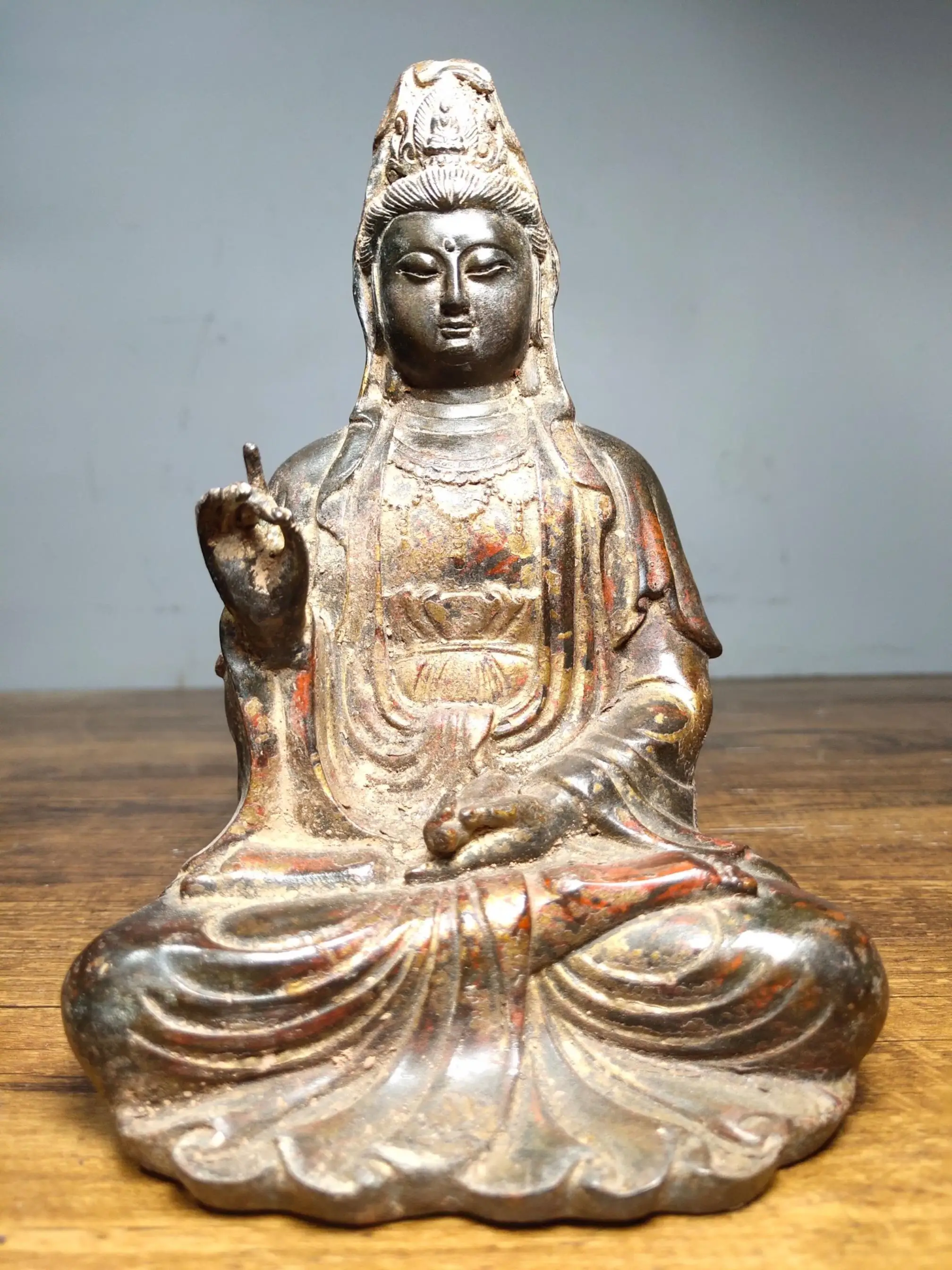 Home Decor 6" Tibet Buddhism Temple Old Bronze Cinnabars Guanyin Bodhisattva Seated Buddha Statue Avalokitesvara Amitabha
Home Decor 6" Tibet Buddhism Temple Old Bronze Cinnabars Guanyin Bodhisattva Seated Buddha Statue Avalokitesvara Amitabha