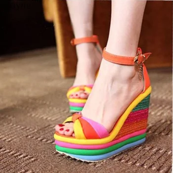 Trend women's sandals bohemian rainbow bridge thick bottom super high heel wedges platform shoes color matching women's shoes
Trend women's sandals bohemian rainbow bridge thick bottom super high heel wedges platform shoes color matching women's shoes