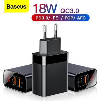 Baseus Digital Display Quick Charge 3.0 USB Charger 18W PD 3.0 Fast Charger for iPhone 11 Pro Charger Mobile Phone USB C Charger
Baseus Digital Display Quick Charge 3.0 USB Charger 18W PD 3.0 Fast Charger for iPhone 11 Pro Charger Mobile Phone USB C Charger