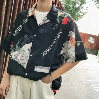 Fashion Trend Men's Print Shirt Summer Casual Loose Black Half Sleeve Shirts Simple Harajuku White Streetwear Shirt
Fashion Trend Men's Print Shirt Summer Casual Loose Black Half Sleeve Shirts Simple Harajuku White Streetwear Shirt