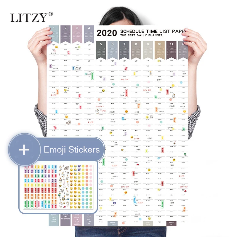 2020 New Year Paper Wall Calendar Sticker Scheduling Office School Daily Weekly Monthly Note To Do List Stationery 1 big Sheet
2020 New Year Paper Wall Calendar Sticker Scheduling Office School Daily Weekly Monthly Note To Do List Stationery 1 big Sheet
