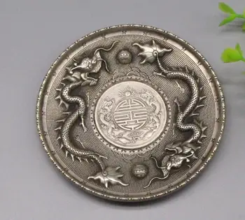 old collect Chinese Decorated Handwork Miao Silver Carving Dragon Plate 
old collect Chinese Decorated Handwork Miao Silver Carving Dragon Plate
