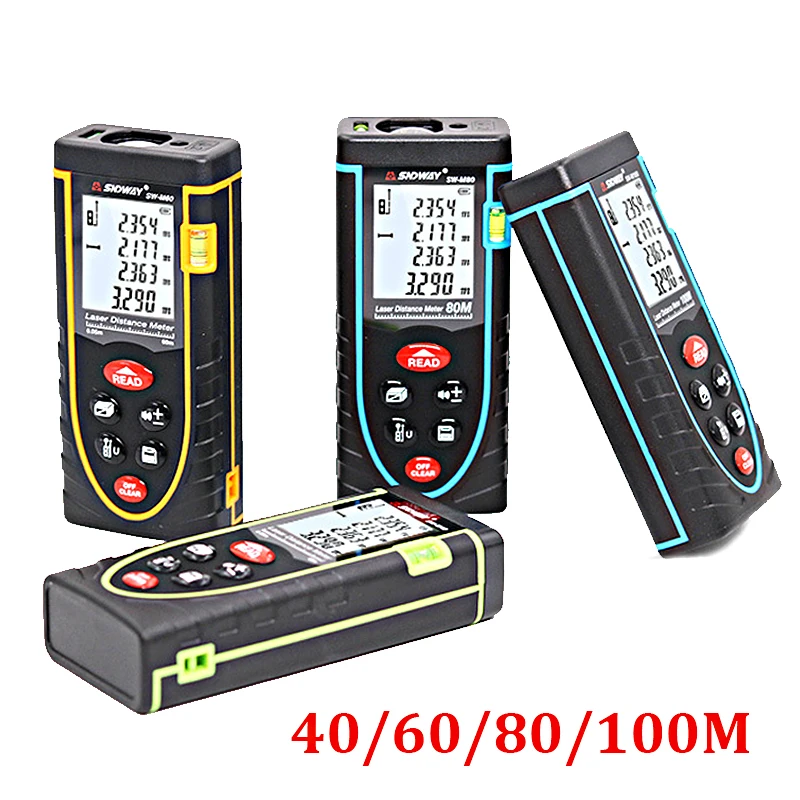 SNDWAY 40M 60M 80M 100M Laser rangefinder Digital Laser distance meter Laser range finder Tape distance measurer Ruler Roulette
SNDWAY 40M 60M 80M 100M Laser rangefinder Digital Laser distance meter Laser range finder Tape distance measurer Ruler Roulette