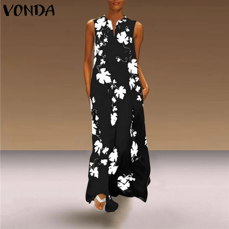 VONDA 2019 Summer Dress Women Sexy V Neck Sleeveless Tank Dress Floral Print Long Maxi Dress Party Vestidos Plus Size Robe Femme
VONDA 2019 Summer Dress Women Sexy V Neck Sleeveless Tank Dress Floral Print Long Maxi Dress Party Vestidos Plus Size Robe Femme