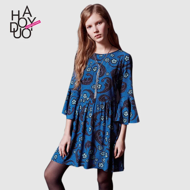 Haoduoyi2019 Spring And Summer New Style Bohemian Floral Print GIRL'S Dress Bell Sleeve Loose-Fit Dress
Haoduoyi2019 Spring And Summer New Style Bohemian Floral Print GIRL'S Dress Bell Sleeve Loose-Fit Dress