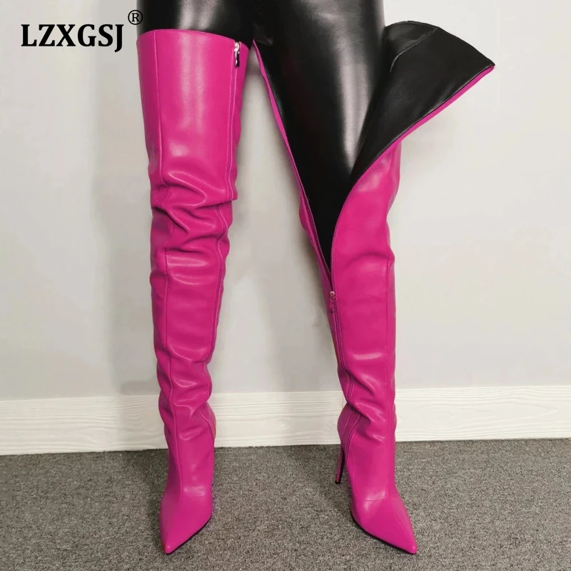 Фото Красочные длинные сапоги для девочек новинка 2021 женские выше колена из
