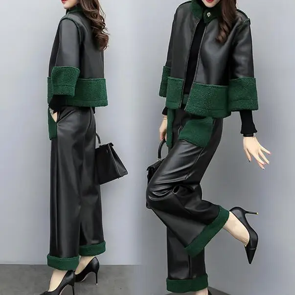 Stylish Pu Leather 2 Piece Set Women Coat Female Jacket Feminino Year-old Female Costume Ensemble Femme Deux Pieces DC110
Stylish Pu Leather 2 Piece Set Women Coat Female Jacket Feminino Year-old Female Costume Ensemble Femme Deux Pieces DC110