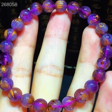Genuine Natural Cacoxenite Purple Gold Rutilated Quartz Bracelet 7.6mm Women Men Clear Round Beads AAAAAA
Genuine Natural Cacoxenite Purple Gold Rutilated Quartz Bracelet 7.6mm Women Men Clear Round Beads AAAAAA