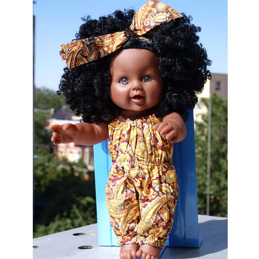 Фото 12 дюймов афроамериканец кукла черного цвета для маленьких девочек цифры: повязка