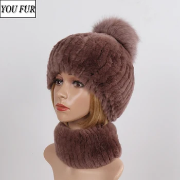 Women Good Elastic Winter Natural Fur Scarves Hats Knitted Lady Real Rex Rabbit Fur Scarf Hat Sets Luxury Real Fur Mufflers Caps 
Women Good Elastic Winter Natural Fur Scarves Hats Knitted Lady Real Rex Rabbit Fur Scarf Hat Sets Luxury Real Fur Mufflers Caps