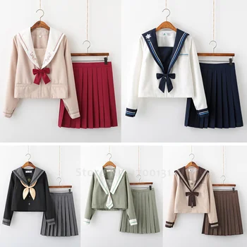 Japanese Girl School Uniform Navy Sailor JK Suit British Style T-shirt Pleated Skirt Women Korean Style Students Cosplay Costume
Japanese Girl School Uniform Navy Sailor JK Suit British Style T-shirt Pleated Skirt Women Korean Style Students Cosplay Costume