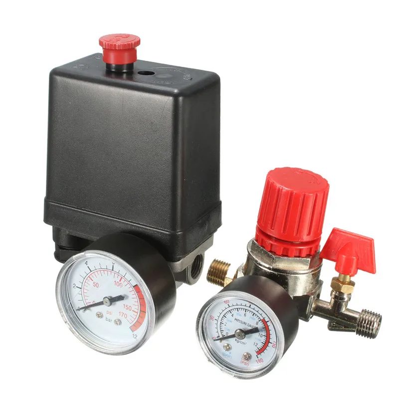 7.25-125 PSI Small Air Compressor Pressure Switch Control 15A 240V/AC Adjustable Air Regulator Valve Compressor Four Holes
7.25-125 PSI Small Air Compressor Pressure Switch Control 15A 240V/AC Adjustable Air Regulator Valve Compressor Four Holes