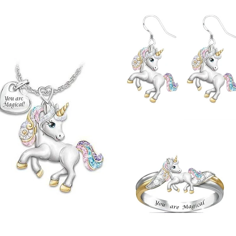 1/2/3pcs Cute Rainbow Unicorn Jewelry Set Silver Color Children's Necklace Ring Jewelry Set Cartoon Animal Jewelry Birthday Gift
1/2/3pcs Cute Rainbow Unicorn Jewelry Set Silver Color Children's Necklace Ring Jewelry Set Cartoon Animal Jewelry Birthday Gift