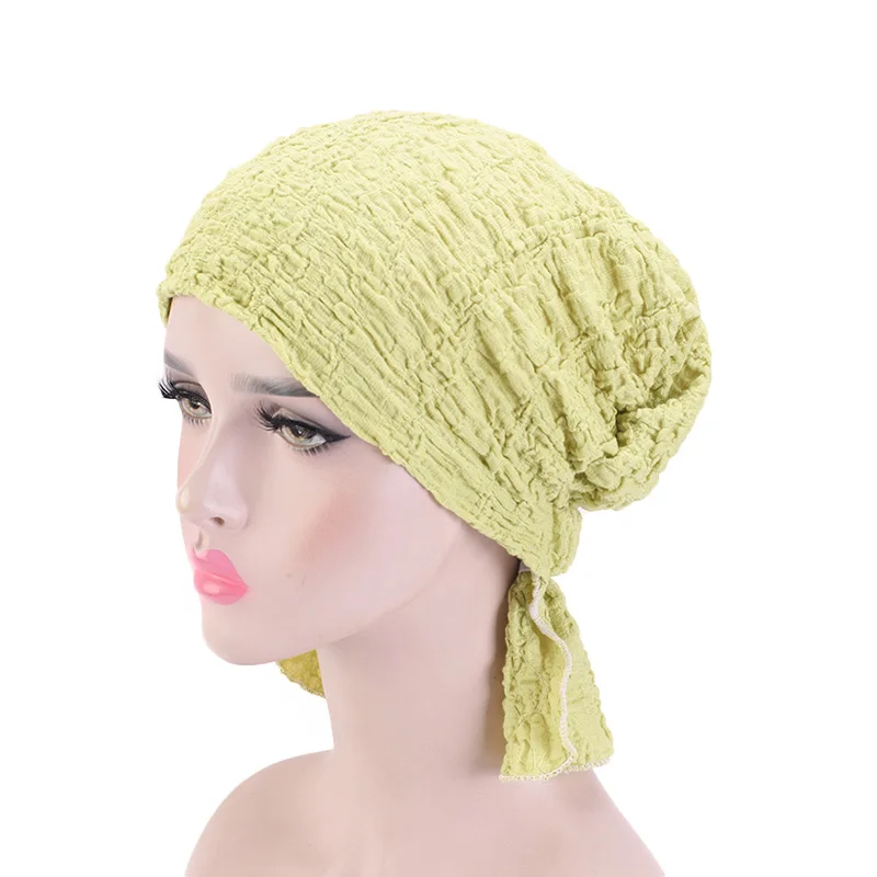 New Breathable Women's Cotton Kerchief Chemo Hat Beanie Turban Head cap Headwear for Cancer Patients Muslim Hair Accessories |
