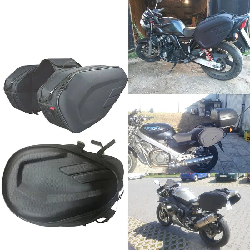 2Pcs 18-29L Motorcycle Saddle Bags Luggage Pannier Helmet Waterproof Rain Cover 