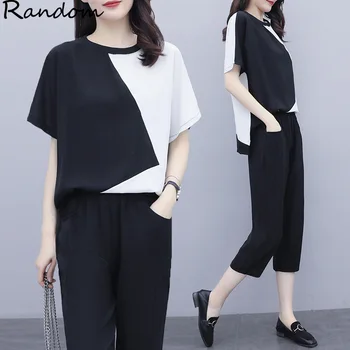 Women Large Plus Size XL5XL sports suit Top And Pant Two Piece Black White Tracksuit Matching Set Outfit 2020 Summer Big Clothes 
Women Large Plus Size XL5XL sports suit Top And Pant Two Piece Black White Tracksuit Matching Set Outfit 2020 Summer Big Clothes