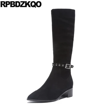 black casual pointed toe tall shoes fur block 10 11 genuine leather knee high chunky big size suede plus women boots winter 2019 
black casual pointed toe tall shoes fur block 10 11 genuine leather knee high chunky big size suede plus women boots winter 2019