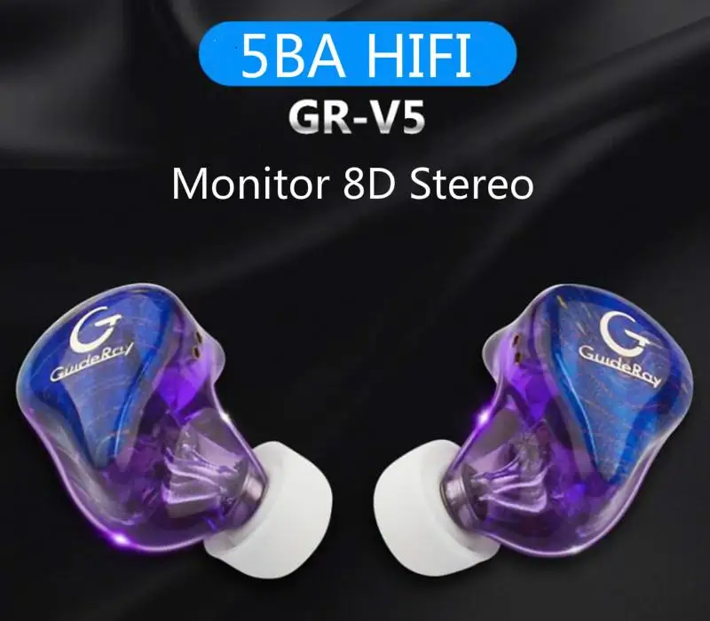 GuideRay GR-V5 5BA Balanced Armatures HiFi Music Monitor In-Ear Earphone with Braided 16 Core Silver-plated 2 Pin 0.78mm Cable
GuideRay GR-V5 5BA Balanced Armatures HiFi Music Monitor In-Ear Earphone with Braided 16 Core Silver-plated 2 Pin 0.78mm Cable