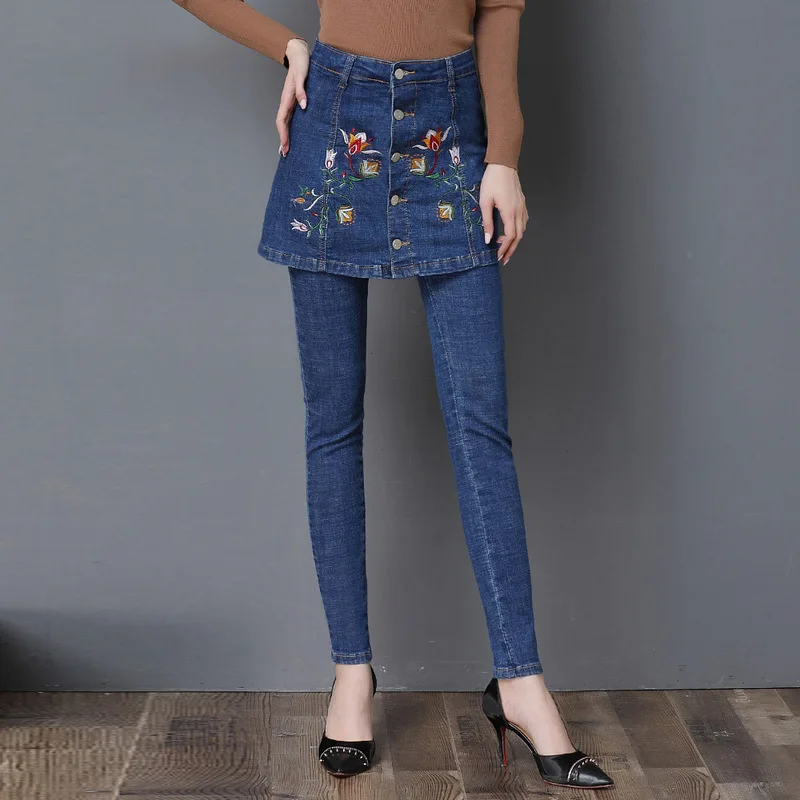 2020 Fashion Women's Embroidered Denim High Waist Jeans Femme Woman Stretch Slim Fake Two Jeans Feet Pencil Pants Women
2020 Fashion Women's Embroidered Denim High Waist Jeans Femme Woman Stretch Slim Fake Two Jeans Feet Pencil Pants Women