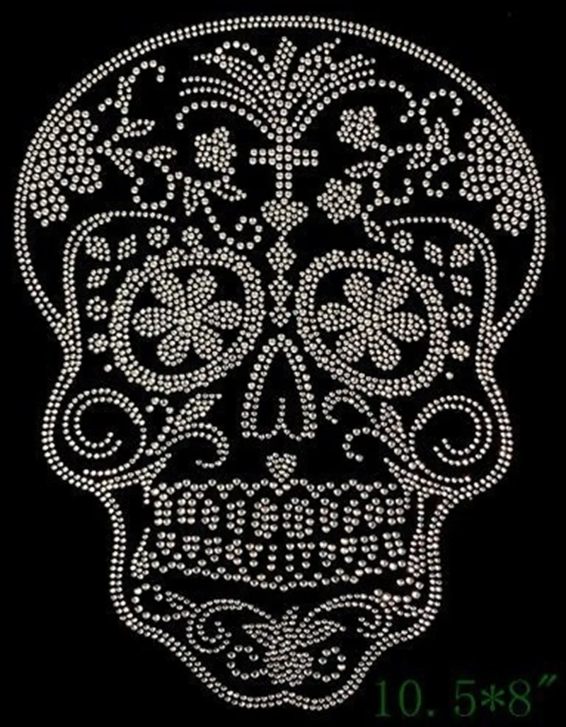 

Flower skull Hot Fix Rhinestones motif crystal rhinestone strass iron on Transfer applique patch for shirt coat