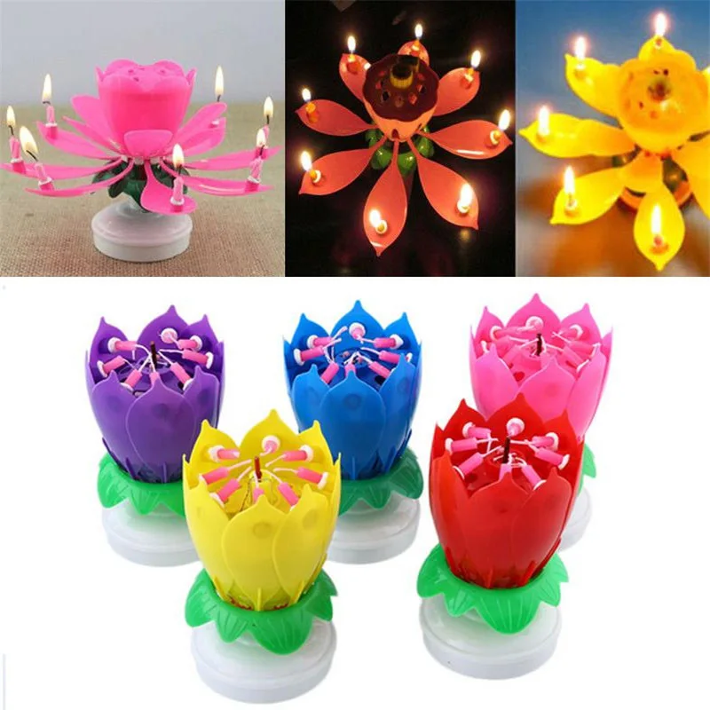 Innovative Party Cake Candle Romantic Happy Birthday Musical Lotus Flower Rotating Candle Musical Candle DIY Cake Decoration
Innovative Party Cake Candle Romantic Happy Birthday Musical Lotus Flower Rotating Candle Musical Candle DIY Cake Decoration