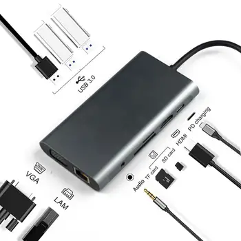 High Quality 10 in 1 Type-C Multi-function Hd Docking Station Usb3.1 to Rj45 Gigabit Network Card 4K Hdmi 1080p Usb Hub
High Quality 10 in 1 Type-C Multi-function Hd Docking Station Usb3.1 to Rj45 Gigabit Network Card 4K Hdmi 1080p Usb Hub
