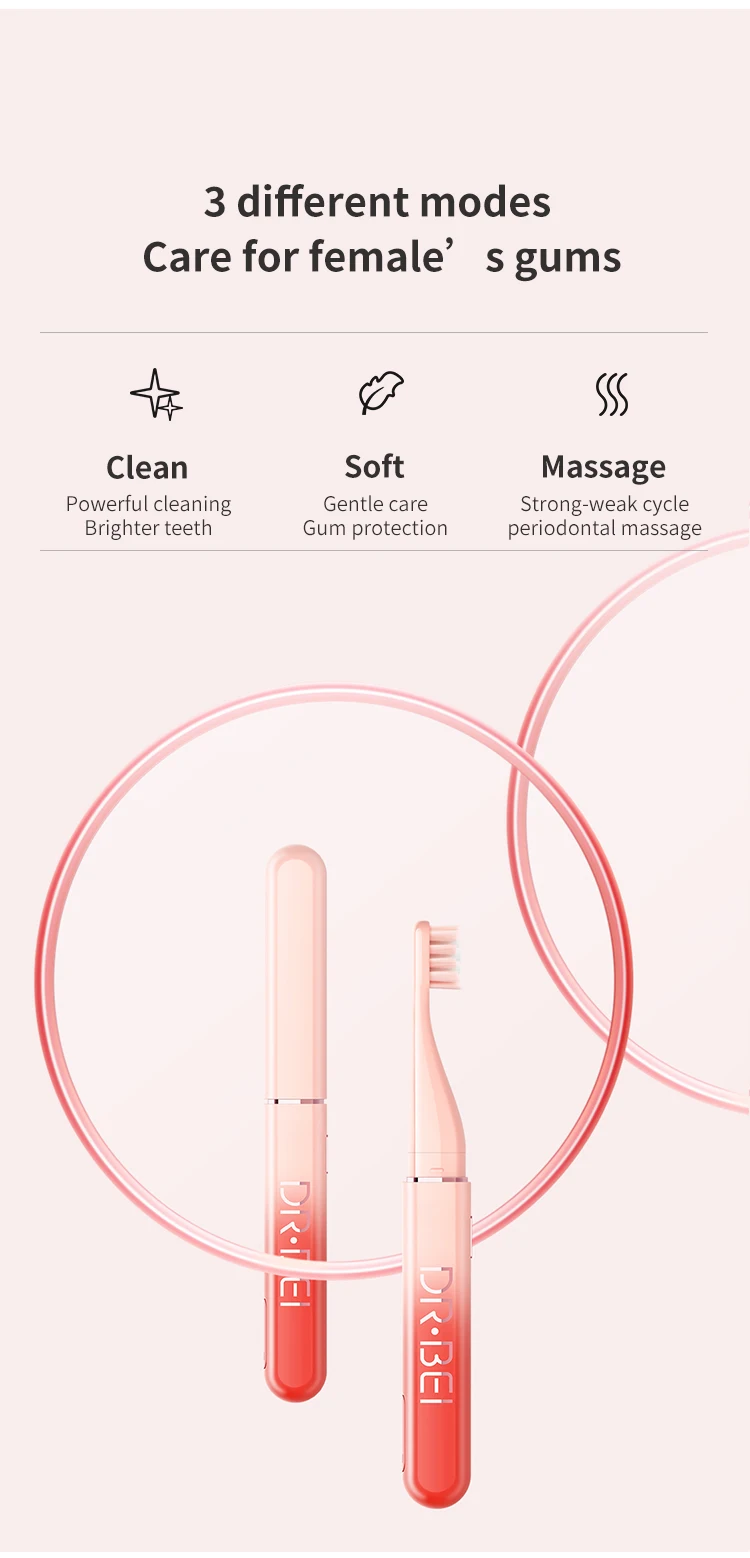Xiaomi Doctor B Q3 Sonic Electric Toothbrush USB Rechargeable IPX7 Waterproof 45g lightweight body Soft Brush for Adult (6)