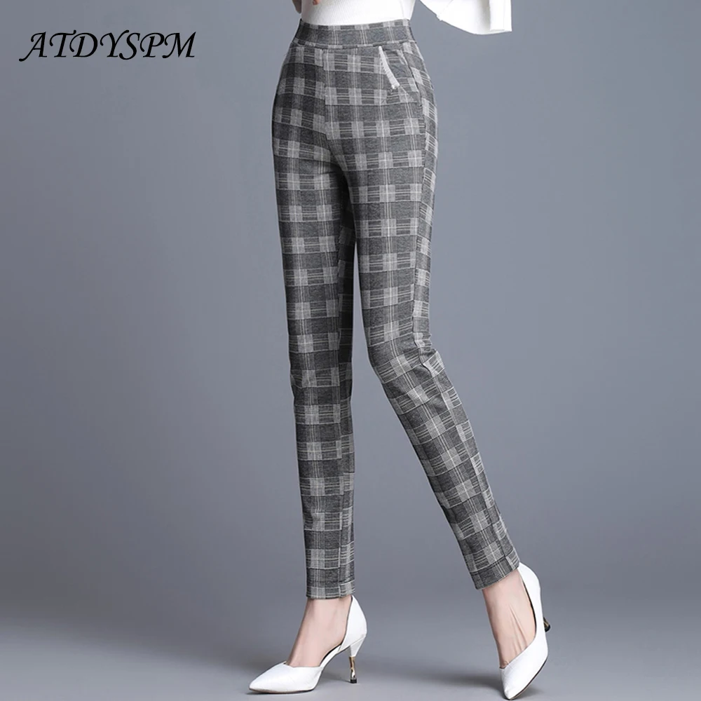 Plus Size Formal Straight Pants for Women Office Lady Style Work Wear Long Trousers High Elastic Waist Loose Plaid Women Pants
Plus Size Formal Straight Pants for Women Office Lady Style Work Wear Long Trousers High Elastic Waist Loose Plaid Women Pants