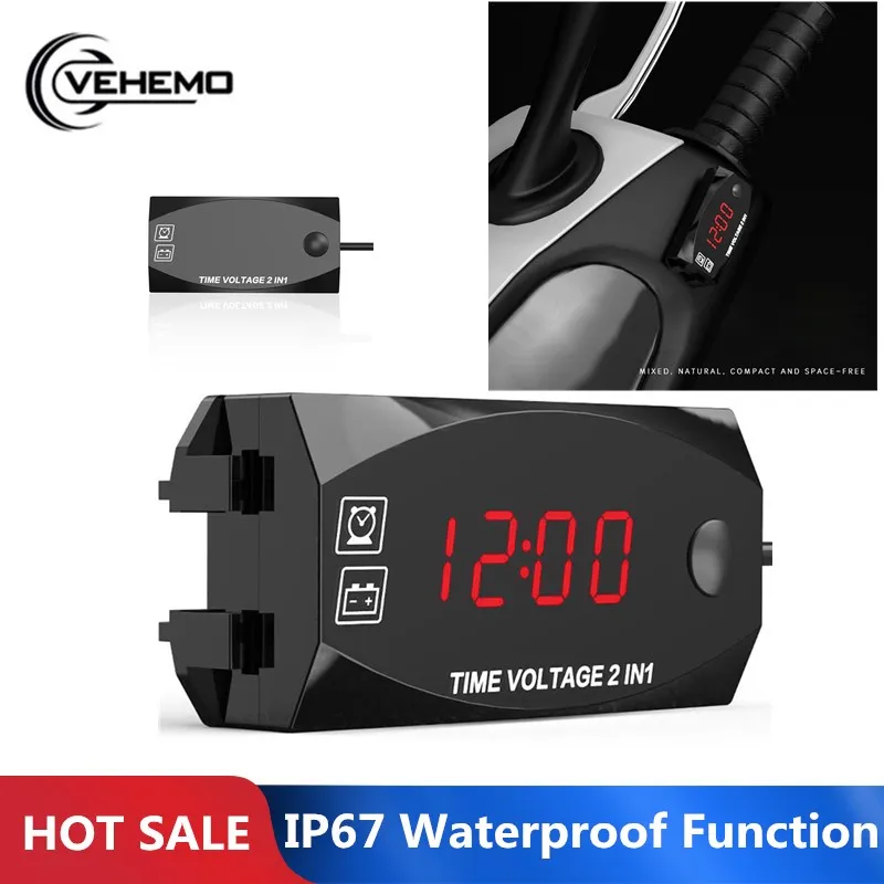 VEHEMO 6V-30V Electric Motorcycle wWaterproof Two-in-one Multi-function Digital Display Clock Voltmeter Red Light
VEHEMO 6V-30V Electric Motorcycle wWaterproof Two-in-one Multi-function Digital Display Clock Voltmeter Red Light