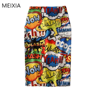 MEIXIA Women Harajuku Pencil Skirts Colorful Cartoon Yeah! Letters printing High Waist Slim Midi Split Sexy Female Falda
MEIXIA Women Harajuku Pencil Skirts Colorful Cartoon Yeah! Letters printing High Waist Slim Midi Split Sexy Female Falda