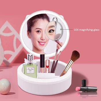 Desktop LED Cosmetic Mirror Storage Box 10X Magnifying Glass Cosmetic Storage Box Three-Color Fill Light Cosmetic Storage Box
Desktop LED Cosmetic Mirror Storage Box 10X Magnifying Glass Cosmetic Storage Box Three-Color Fill Light Cosmetic Storage Box