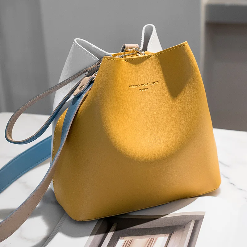 Vintage Small Shoulder Bag Women Bucket Bag PU Leather Female Handbag Panelled Design Lady Crossbody Messenger Bag
Vintage Small Shoulder Bag Women Bucket Bag PU Leather Female Handbag Panelled Design Lady Crossbody Messenger Bag