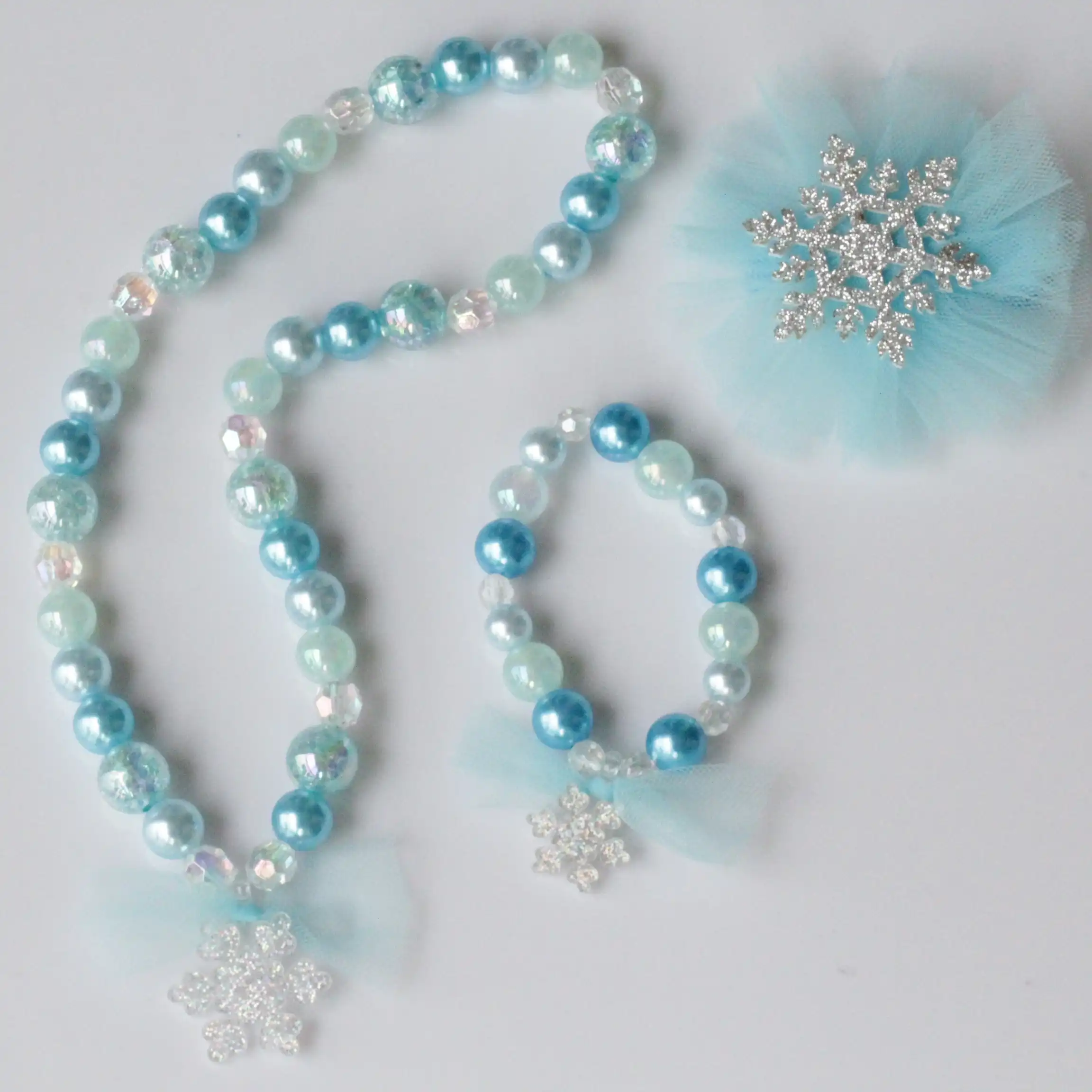 inpink snowflake elsa anna baby chunky bubblegum necklace beads