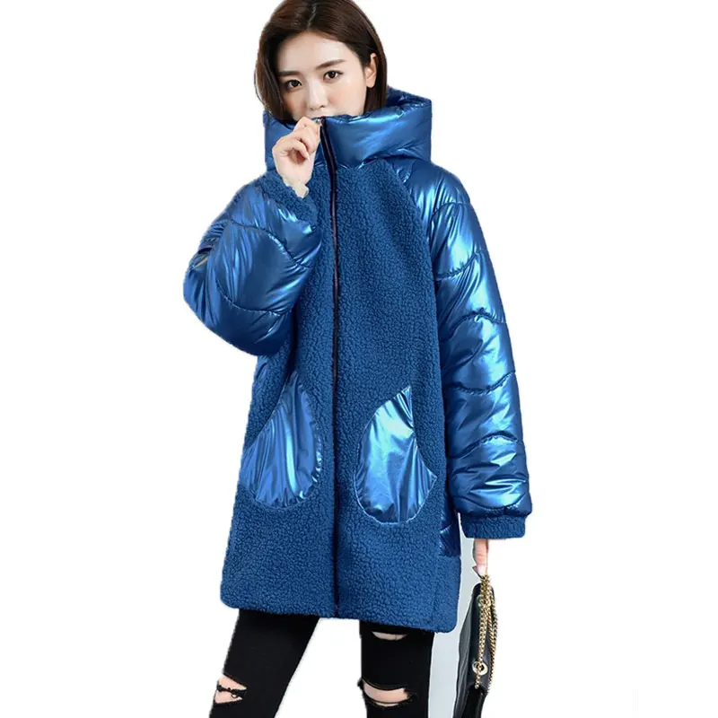 Plus size 2020 Winter Jacket Women Warm Hooded Coat Shining Fabric Stylish Female Parka Long Lambswool Splice Faux fur Coat 5XL
Plus size 2020 Winter Jacket Women Warm Hooded Coat Shining Fabric Stylish Female Parka Long Lambswool Splice Faux fur Coat 5XL