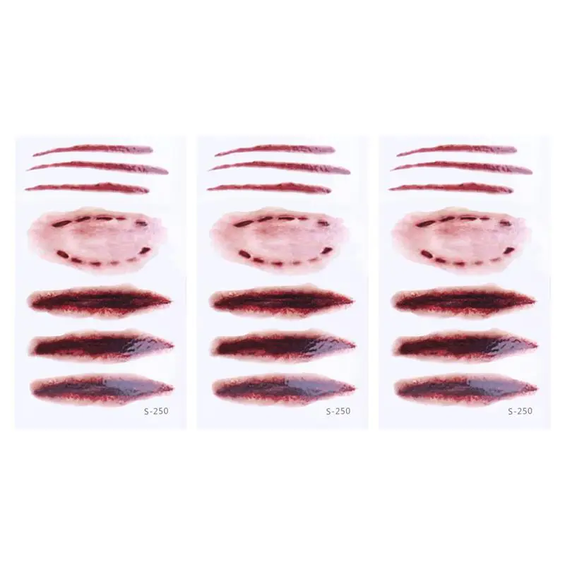 3pcs Horror Wounds Bloody Scar Temporary Tattoos Waterproof Makeup Stickers for Halloween Party Prop Cosplay Accessory (S-250)
3pcs Horror Wounds Bloody Scar Temporary Tattoos Waterproof Makeup Stickers for Halloween Party Prop Cosplay Accessory (S-250)