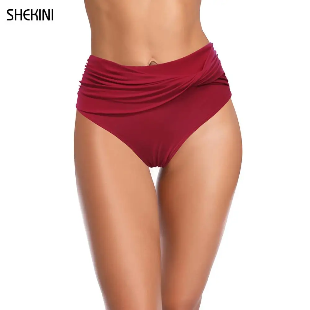 

SHEKINI Women's Front Twist Bikini Bottom Hipster Swimsuit Panties High Cut Waisted Swim Trunks Cheeky Swin Briefs Beach Shorts