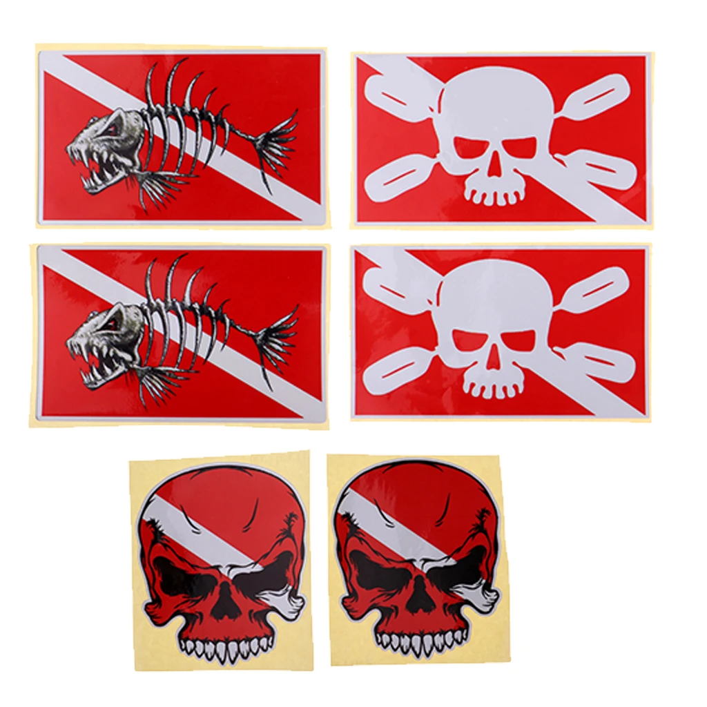 Set of 6pcs Scuba Diving Flag Stickers Dive Gear Tank Bag Decals Flippers Decoration Set of 6pcs Scuba Diving Flag Stickers Dive Gear Tank Bag Decals Flippers Decoration