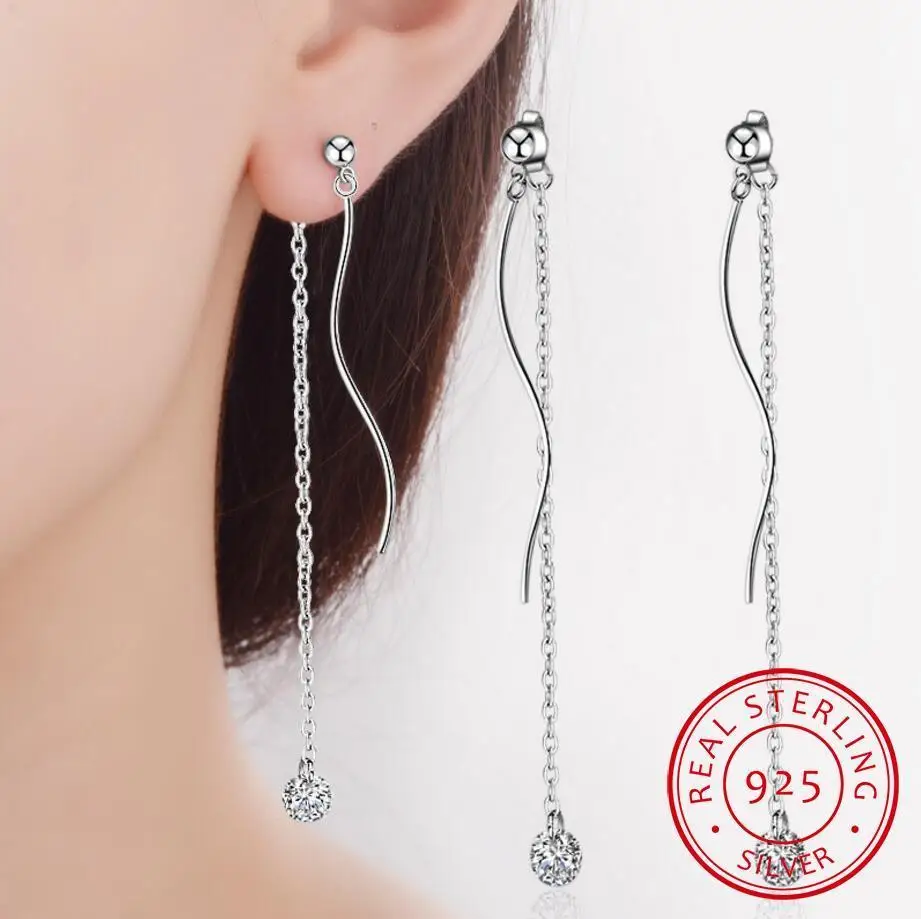 Simple Wave Tassel Silver Drop Earrings For Women 925 Sterling Silver Jewelry Long Pendant Earrings Bijoux Femme Ule0254 
Simple Wave Tassel Silver Drop Earrings For Women 925 Sterling Silver Jewelry Long Pendant Earrings Bijoux Femme Ule0254