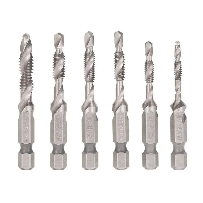 6pcs HSS Drill Tap Countersink Combination Deburr Bits Set With 1/4inch Hex Shank
6pcs HSS Drill Tap Countersink Combination Deburr Bits Set With 1/4inch Hex Shank