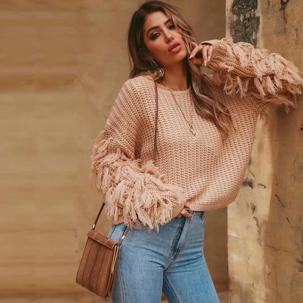 Women Sweater Knitted Long-sleeved Tassels Casual Pullover Sweater Warm In Autumn and Winter Knitted Fashion Sweater for Ladies
Women Sweater Knitted Long-sleeved Tassels Casual Pullover Sweater Warm In Autumn and Winter Knitted Fashion Sweater for Ladies