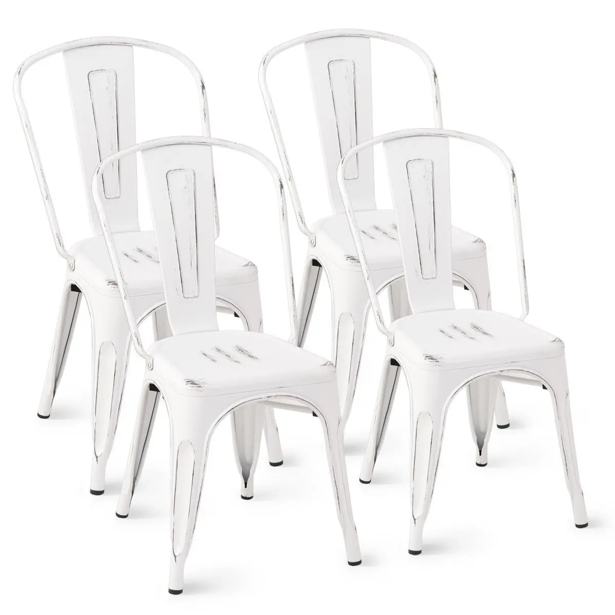 Costway Set of 4 Distressed Style Dining Side Chair Stackable Bistro Cafe Metal White
Costway Set of 4 Distressed Style Dining Side Chair Stackable Bistro Cafe Metal White