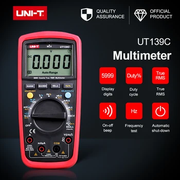 UT139C UNIT Digital Multimeter Auto Range True RMS Meter Capacitor Tester Handheld 6000 Count Voltmeter Temperature Ohm tester
UT139C UNIT Digital Multimeter Auto Range True RMS Meter Capacitor Tester Handheld 6000 Count Voltmeter Temperature Ohm tester