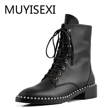 Western Boots High Quality Round Toe Pearl Low Heel Winter All-Match Handmade Women Genuine Leather Winter Boots GN11 MUYISEXI
Western Boots High Quality Round Toe Pearl Low Heel Winter All-Match Handmade Women Genuine Leather Winter Boots GN11 MUYISEXI