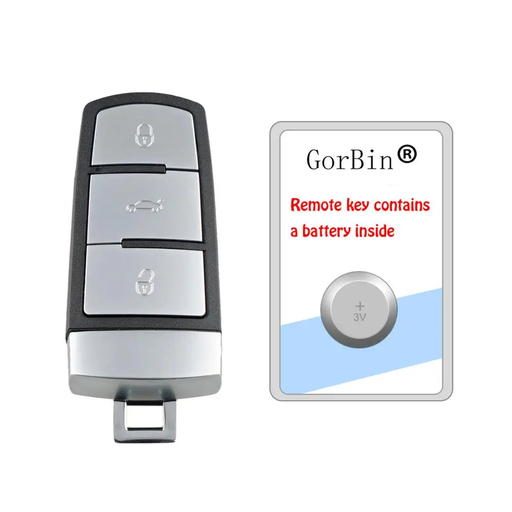 GORBIN Smart Remote key 433Mhz for VW Passat CC 3C0959752BA 3 Button Fob with ID48 chip(P/N: 3C0 959 752 BA
GORBIN Smart Remote key 433Mhz for VW Passat CC 3C0959752BA 3 Button Fob with ID48 chip(P/N: 3C0 959 752 BA